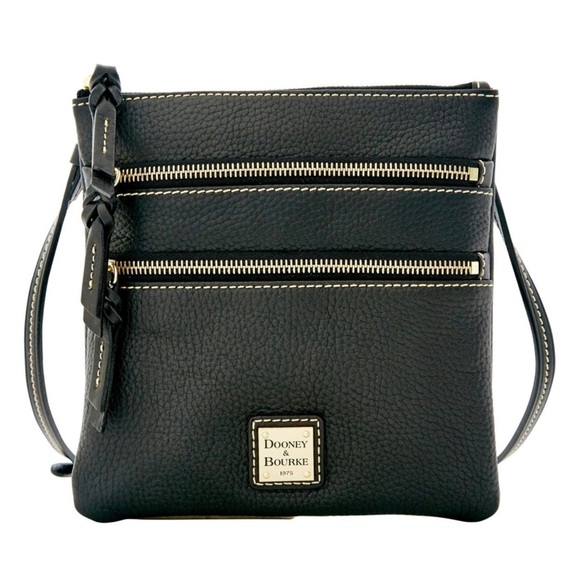 DOONEY & BOURKE Pebble Grain Triple Zip Crossbody Purse Navy - Picture 2 of 15